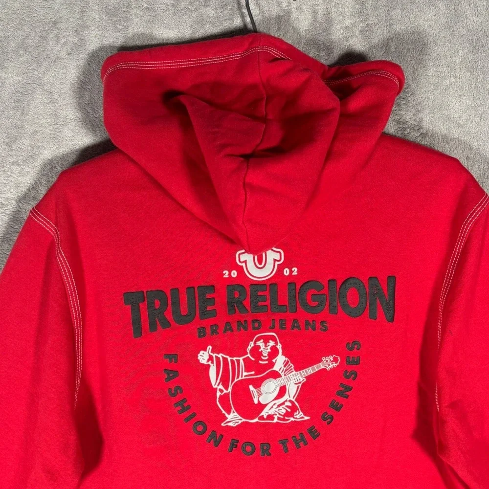 True Religion TNL Puff Buddha Full Zip Hoodie Mens XL‎ 3D Graphic Sweatshirt Red